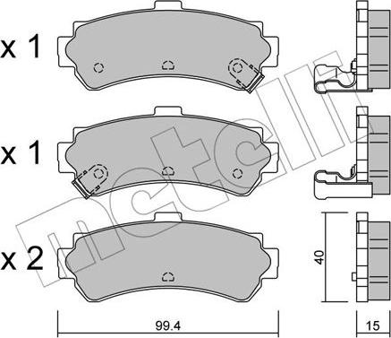 Metelli 22-0403-0 - Тормозные колодки, дисковые, комплект autospares.lv