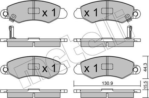 Metelli 22-0418-0 - Тормозные колодки, дисковые, комплект autospares.lv