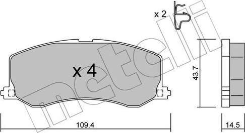 Metelli 22-0417-0 - Тормозные колодки, дисковые, комплект autospares.lv