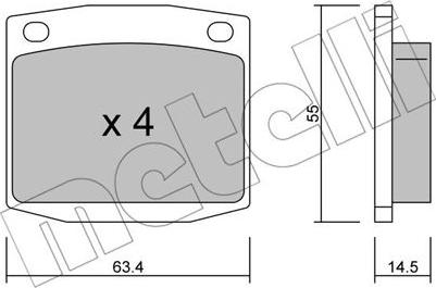 Metelli 22-0486-0 - Тормозные колодки, дисковые, комплект autospares.lv