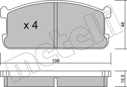 Metelli 22-0480-0 - Тормозные колодки, дисковые, комплект autospares.lv