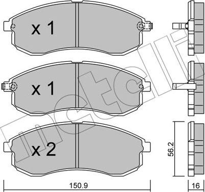 Metelli 22-0482-0 - Тормозные колодки, дисковые, комплект autospares.lv