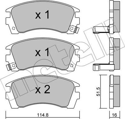 Metelli 22-0487-0 - Тормозные колодки, дисковые, комплект autospares.lv