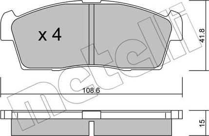 Metelli 22-0439-0 - Тормозные колодки, дисковые, комплект autospares.lv