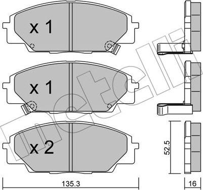 Metelli 22-0435-0 - Тормозные колодки, дисковые, комплект autospares.lv