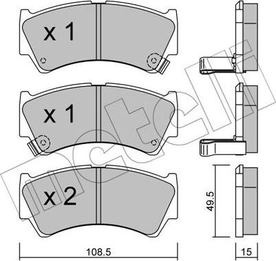 Metelli 22-0436-0 - Тормозные колодки, дисковые, комплект autospares.lv