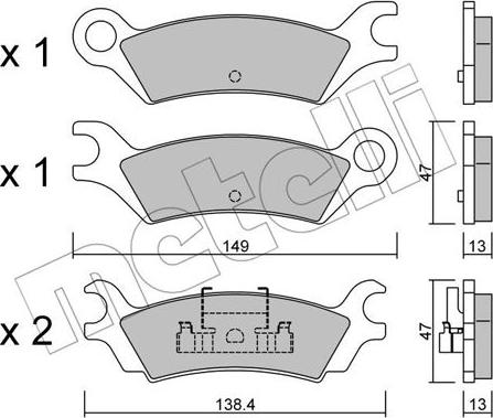 Metelli 22-0470-0 - Тормозные колодки, дисковые, комплект autospares.lv