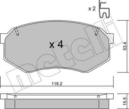 Metelli 22-0471-0 - Тормозные колодки, дисковые, комплект autospares.lv