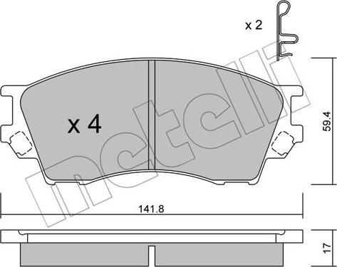 Metelli 22-0473-0 - Тормозные колодки, дисковые, комплект autospares.lv