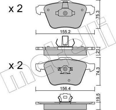 Metelli 22-0599-0 - Тормозные колодки, дисковые, комплект autospares.lv