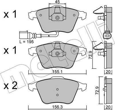 Metelli 22-0549-4 - Тормозные колодки, дисковые, комплект autospares.lv