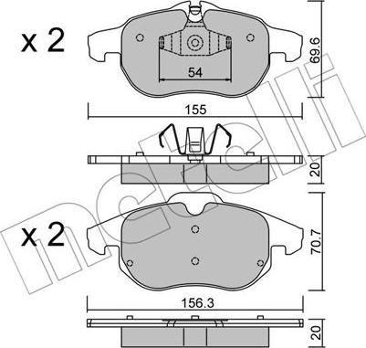 Metelli 22-0540-4 - Тормозные колодки, дисковые, комплект autospares.lv