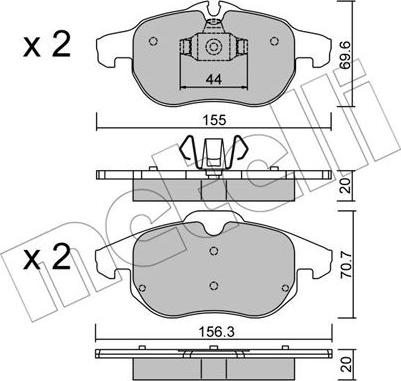 Metelli 22-0540-0 - Тормозные колодки, дисковые, комплект autospares.lv