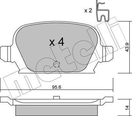 Metelli 22-0541-0 - Тормозные колодки, дисковые, комплект autospares.lv