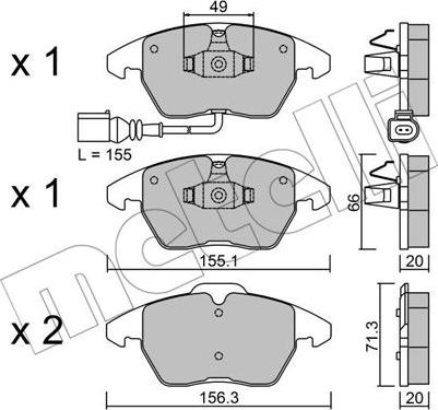 Metelli 22-0548-0 - Тормозные колодки, дисковые, комплект autospares.lv