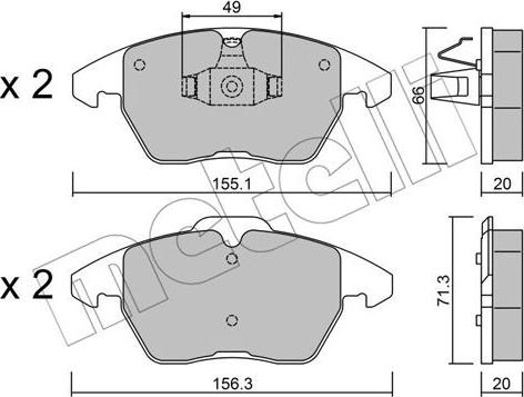 Metelli 22-0548-2 - Тормозные колодки, дисковые, комплект autospares.lv