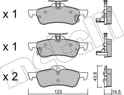 Metelli 22-0556-1 - Тормозные колодки, дисковые, комплект autospares.lv