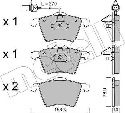 Metelli 22-0550-0 - Тормозные колодки, дисковые, комплект autospares.lv