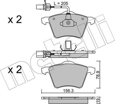 Metelli 22-0550-1 - Тормозные колодки, дисковые, комплект autospares.lv