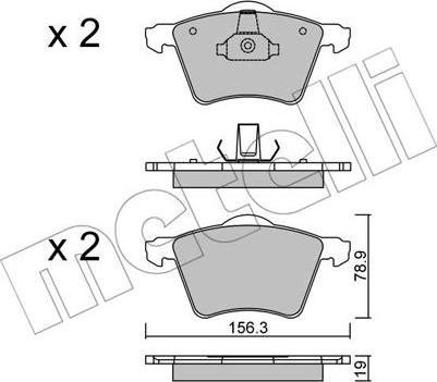 Metelli 22-0550-2 - Тормозные колодки, дисковые, комплект autospares.lv