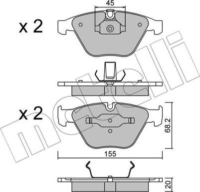 Metelli 22-0558-4 - Тормозные колодки, дисковые, комплект autospares.lv