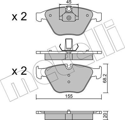 Metelli 22-0558-8 - Тормозные колодки, дисковые, комплект autospares.lv