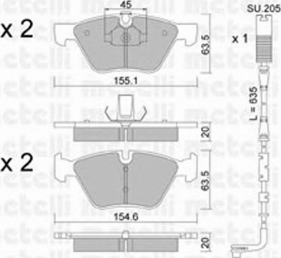 Metelli 22-0557-3K - Тормозные колодки, дисковые, комплект autospares.lv