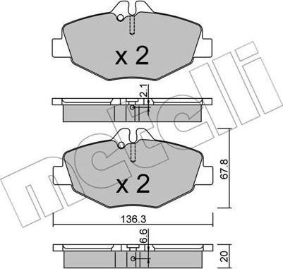 Metelli 22-0562-0 - Тормозные колодки, дисковые, комплект autospares.lv