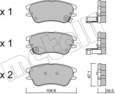 Metelli 22-0502-0 - Тормозные колодки, дисковые, комплект autospares.lv