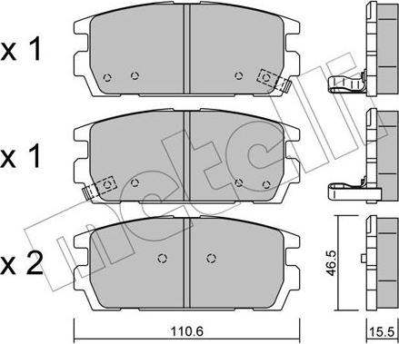 Metelli 22-0507-0 - Тормозные колодки, дисковые, комплект autospares.lv