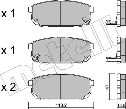 Metelli 22-0516-0 - Тормозные колодки, дисковые, комплект autospares.lv