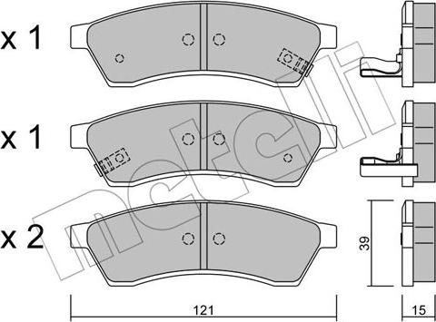 Metelli 22-0510-1 - Тормозные колодки, дисковые, комплект autospares.lv