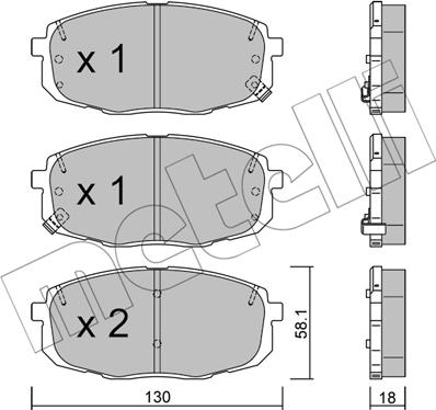 Metelli 22-0513-1 - Тормозные колодки, дисковые, комплект autospares.lv