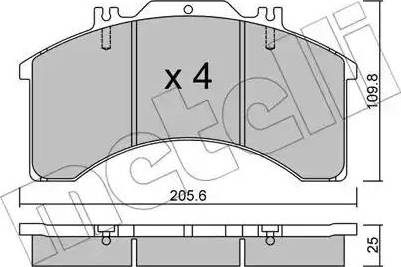 Metelli 22-0580-0 - Тормозные колодки, дисковые, комплект autospares.lv