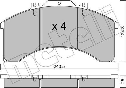 Metelli 22-0581-0 - Тормозные колодки, дисковые, комплект autospares.lv