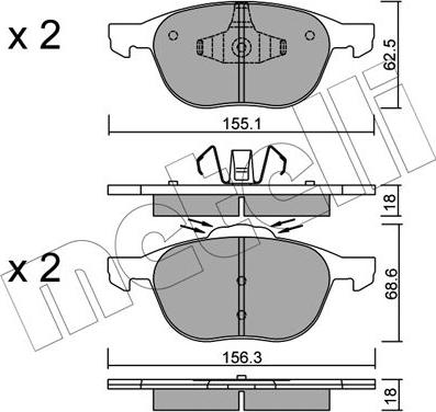 Metelli 22-0534-1 - Тормозные колодки, дисковые, комплект autospares.lv