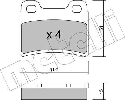 Metelli 22-0535-0 - Тормозные колодки, дисковые, комплект autospares.lv