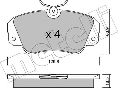 Metelli 22-0538-0 - Тормозные колодки, дисковые, комплект autospares.lv