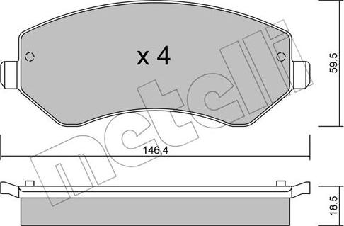 Metelli 22-0524-0 - Тормозные колодки, дисковые, комплект autospares.lv