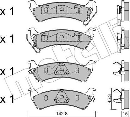 Metelli 22-0527-0 - Тормозные колодки, дисковые, комплект autospares.lv