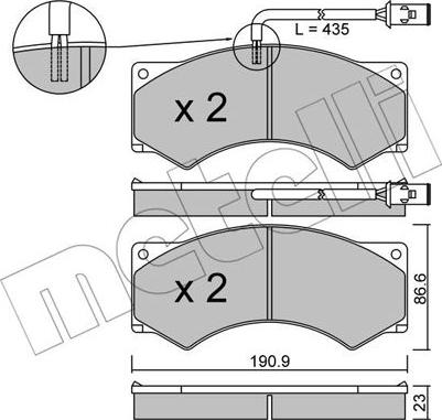Metelli 22-0579-1 - Тормозные колодки, дисковые, комплект autospares.lv