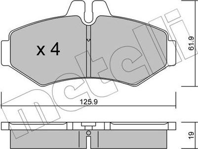 Metelli 22-0572-0 - Тормозные колодки, дисковые, комплект autospares.lv