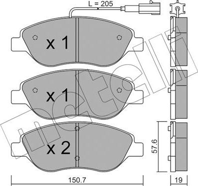 Metelli 22-0577-0 - Тормозные колодки, дисковые, комплект autospares.lv