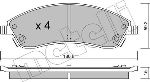 Metelli 22-0699-0 - Тормозные колодки, дисковые, комплект autospares.lv