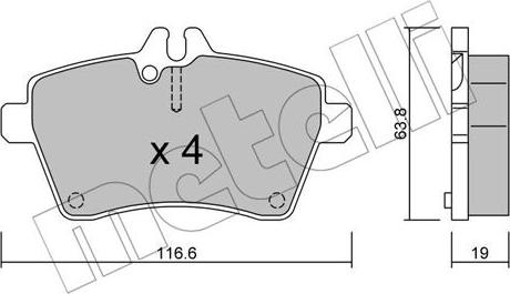 Metelli 22-0646-0 - Тормозные колодки, дисковые, комплект autospares.lv