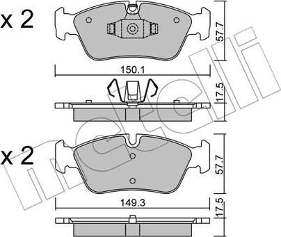 Metelli 22-0640-0 - Тормозные колодки, дисковые, комплект autospares.lv