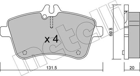 Metelli 22-0647-0 - Тормозные колодки, дисковые, комплект autospares.lv