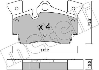 Metelli 22-0655-1 - Тормозные колодки, дисковые, комплект autospares.lv