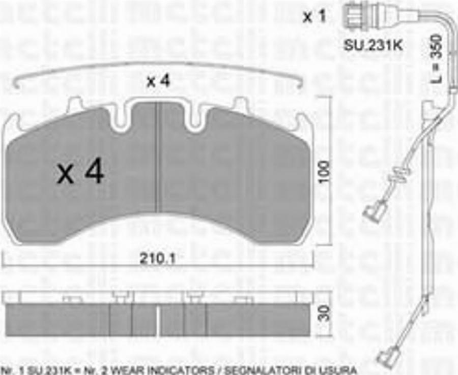 Metelli 2206501K - Тормозные колодки, дисковые, комплект autospares.lv