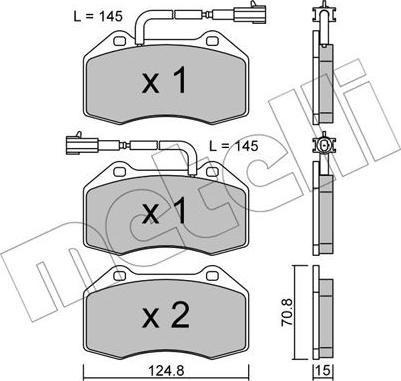 Metelli 22-0651-2 - Тормозные колодки, дисковые, комплект autospares.lv